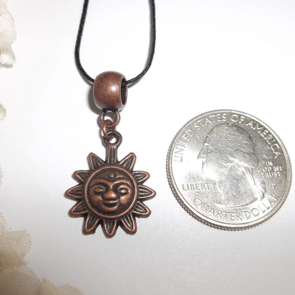 Boho Copper Necklace Sun Celestial Jewelry Gift Idea Unisex Pendant Charm C839 - Picture 2 of 10